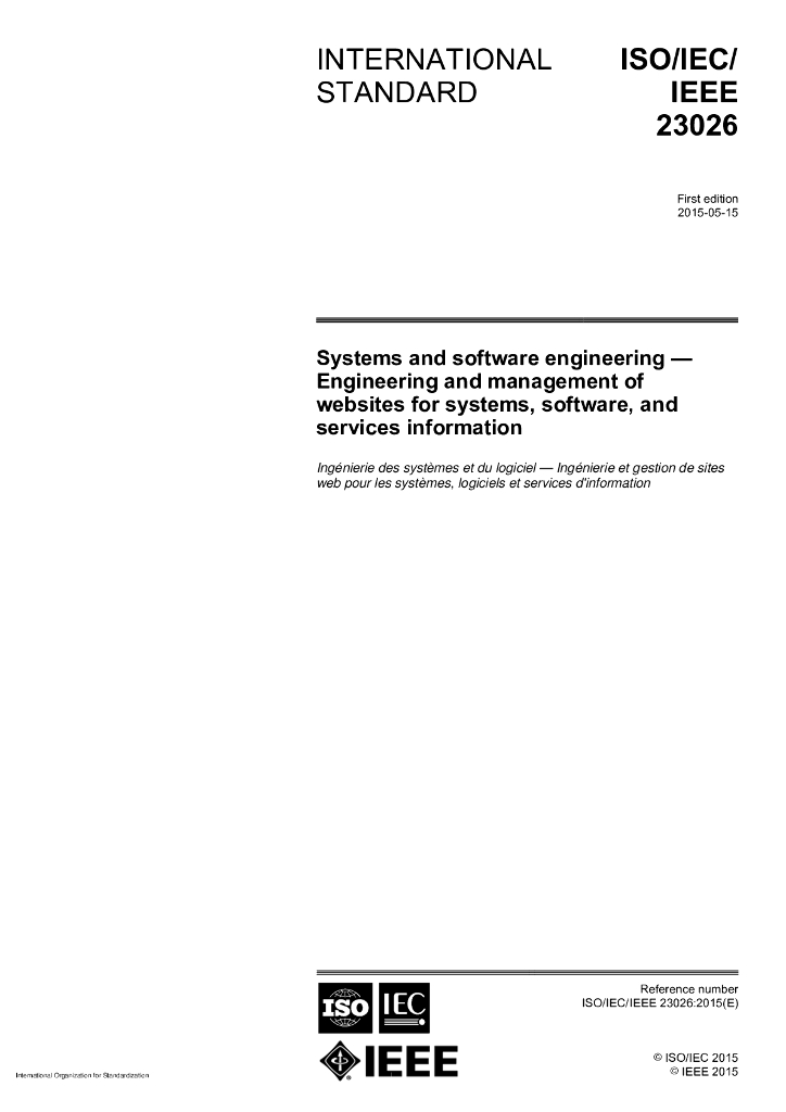 ISO/IEC/IEEE 23026-2015 系统和软件工程 系统、软件和服务信息的网站工程和管理
