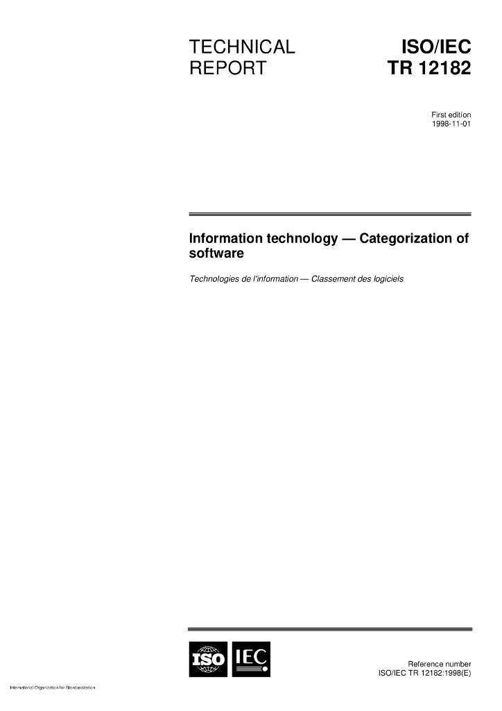 ISO/IEC TR 12182-2015 系统和软件工程 IT系统和软件的分类框架以及应用它的指南