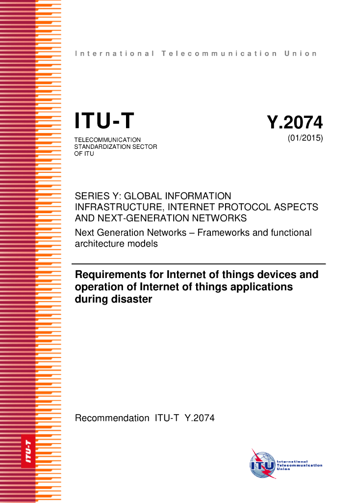 ITU-T Y.2074-2015 物联网设备及操作在灾难中的应用