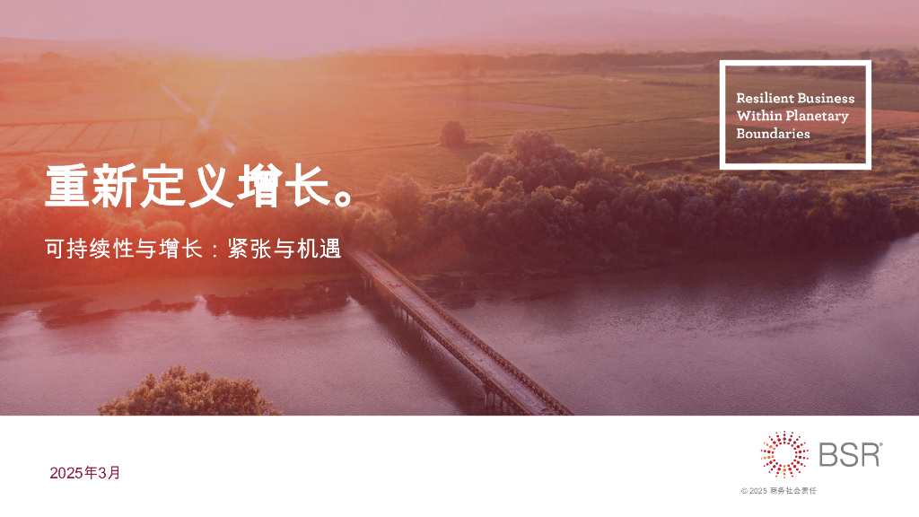 商务社会责任国际协会（BSR）：2025年重新定义增长-可持续性与增长：紧张与机遇报告