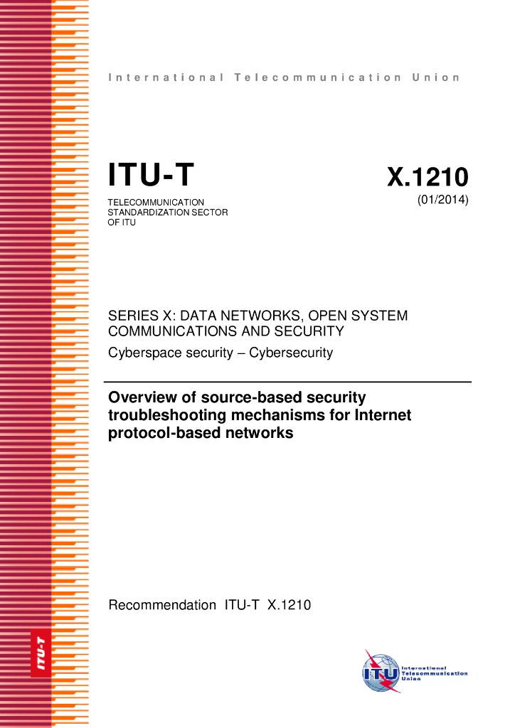 ITU-T X.1210-2014 基于互联网协议的网络安全故障解决机制概述