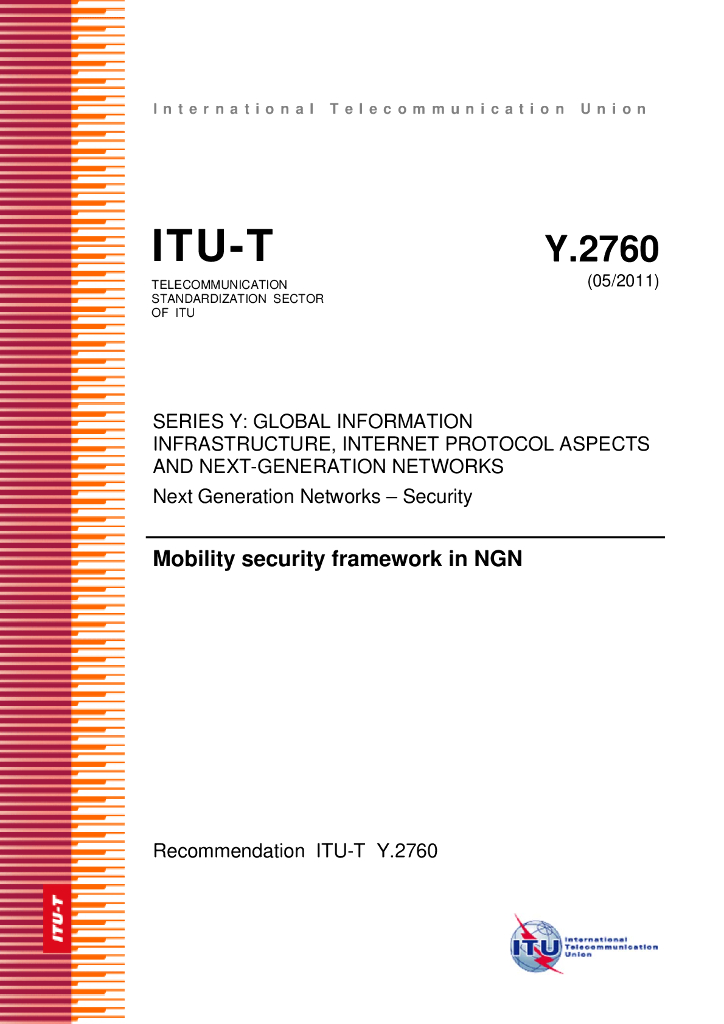 ITU-T Y.2760-2011 NGN中的移动性安全框架