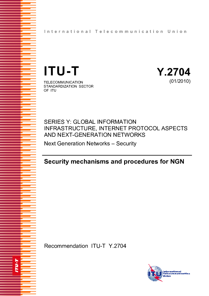 ITU-T Y.2704-2010 NGN的安全机制和程序