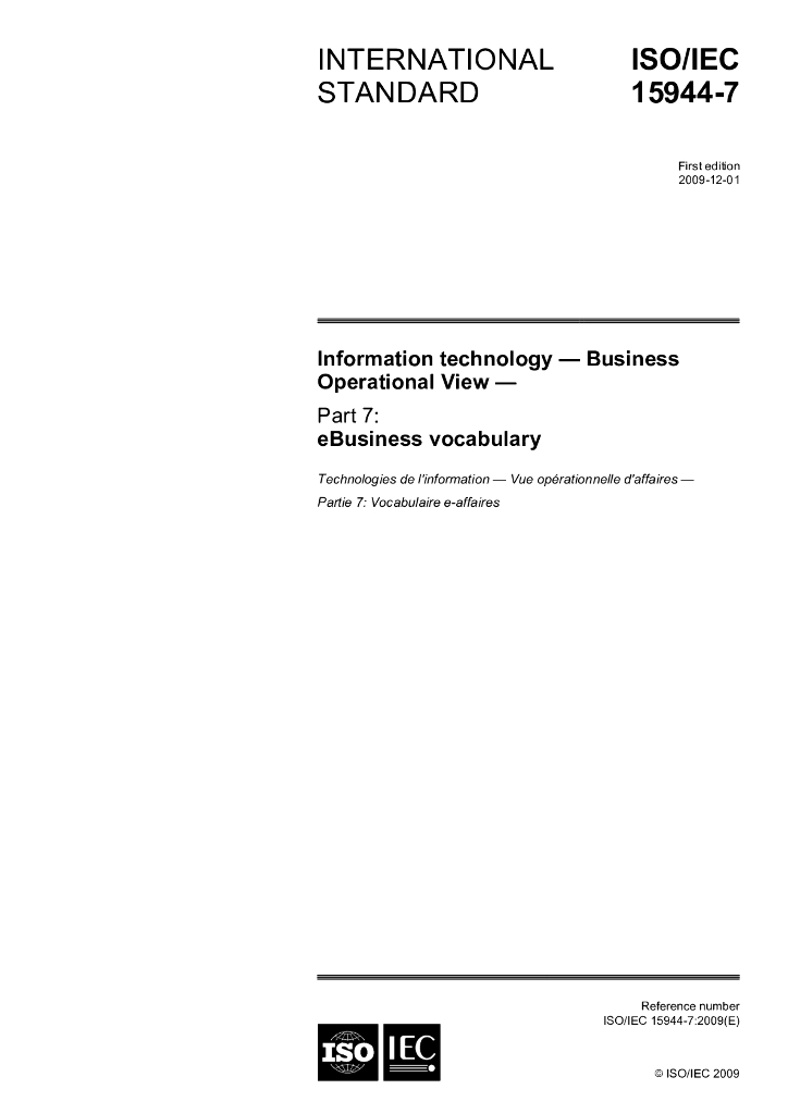 ISO/IEC 15944-7-2009 信息技术 商业运作综览 第7部分：电子商务词汇表