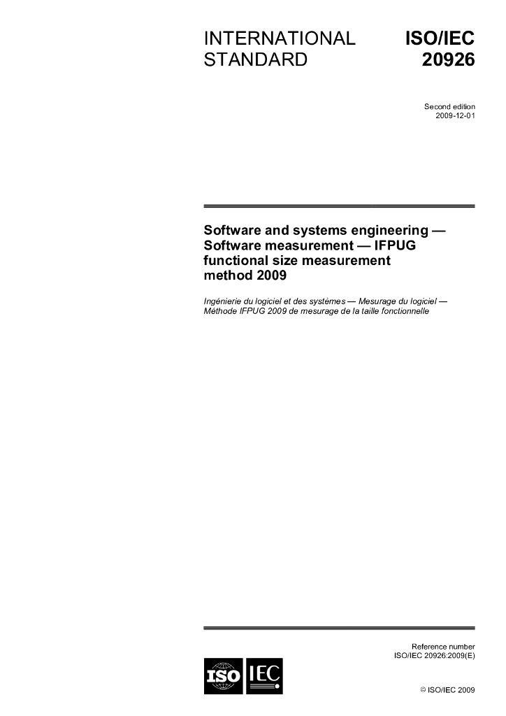 ISO/IEC 20926-2009 软件和系统工程 软件测量 IFPUG功能大小测量法2009