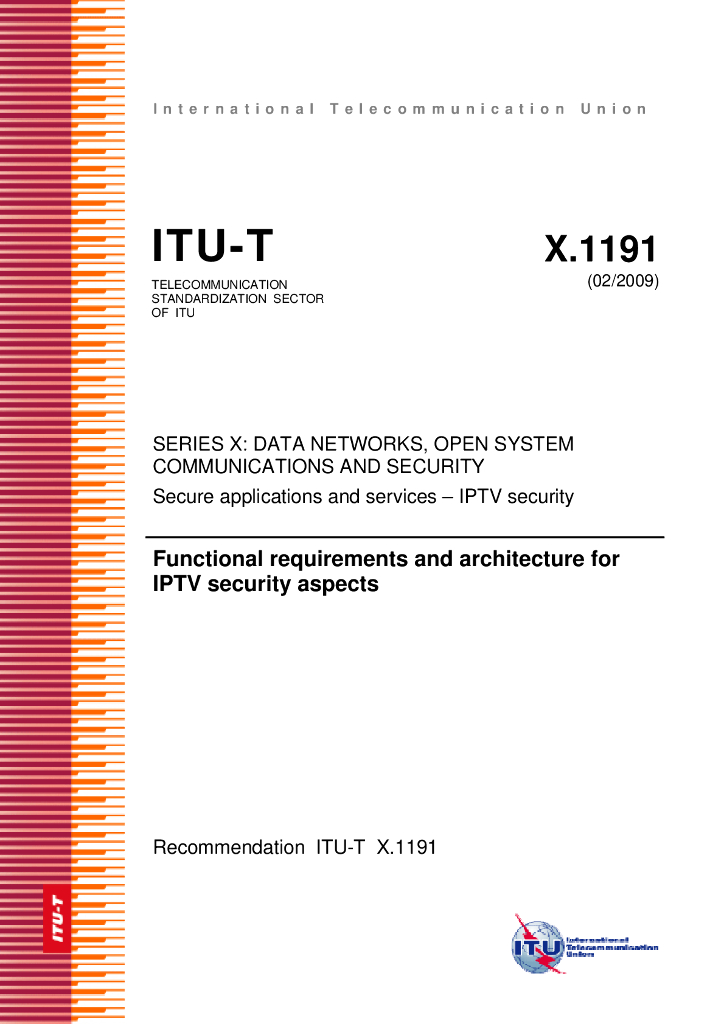 ITU-T X.1191-2009 IPTV安全方面的功能要求和架构