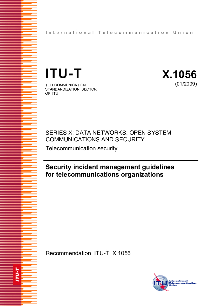ITU-T X.1056-2009 电信组织安全事件管理指南
