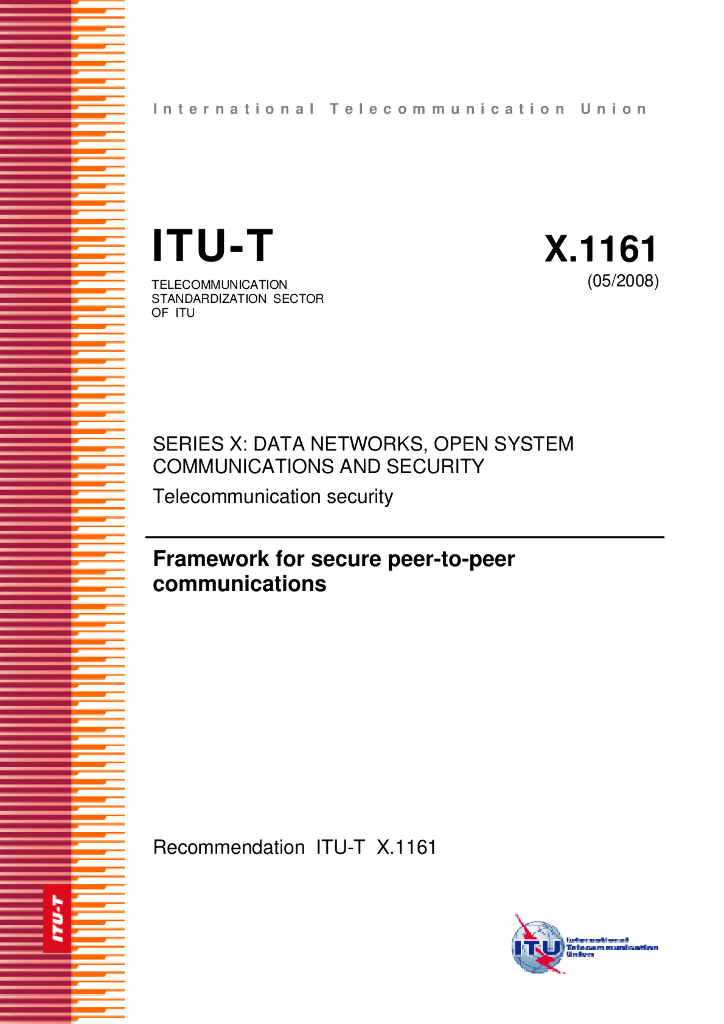 ITU-T X.1161-2008 安全点到点通信的框架