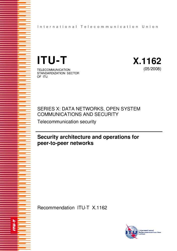 ITU-T X.1162-2008 点到点网络的安全架构和运行