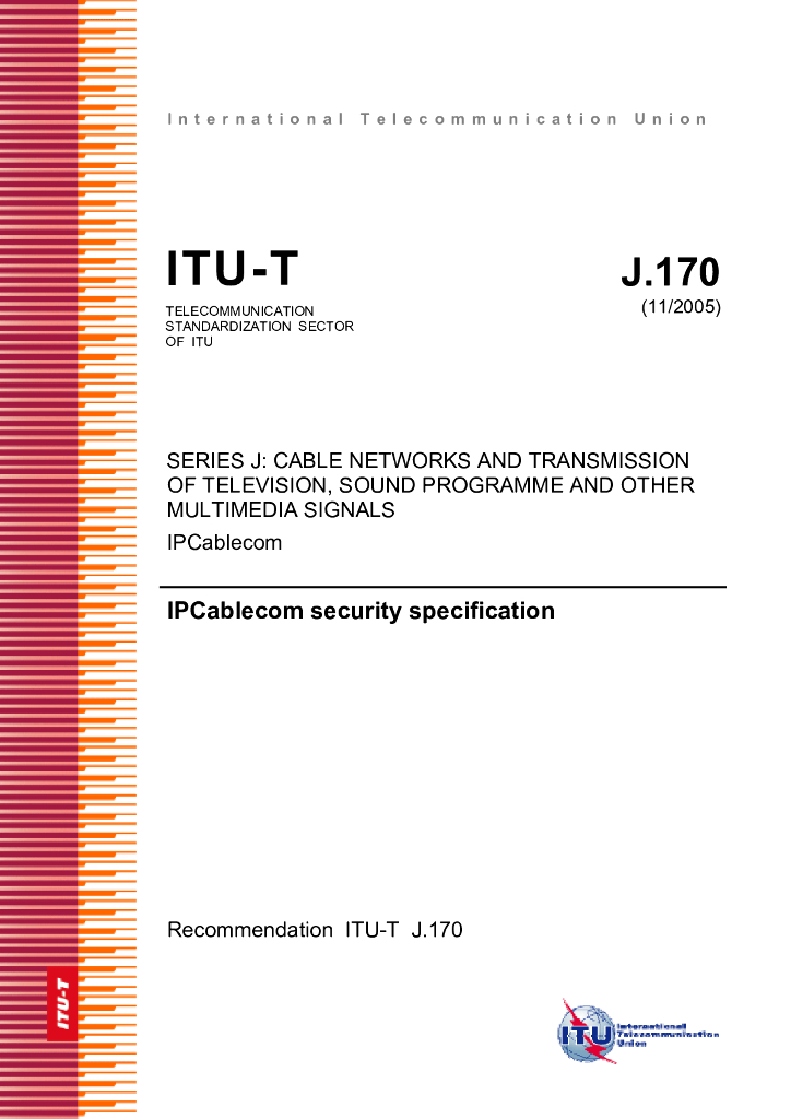 ITU-T J.170-2005 IPCablecom安全规范