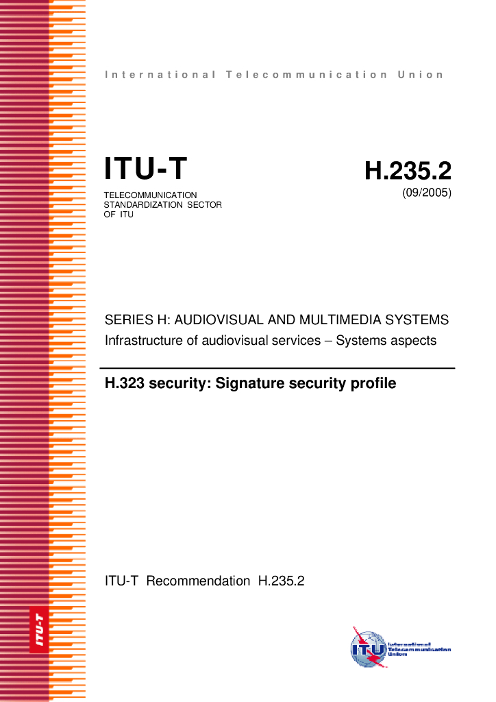 ITU-T H.235.2-2005 H.323安全框架:安全模式信号