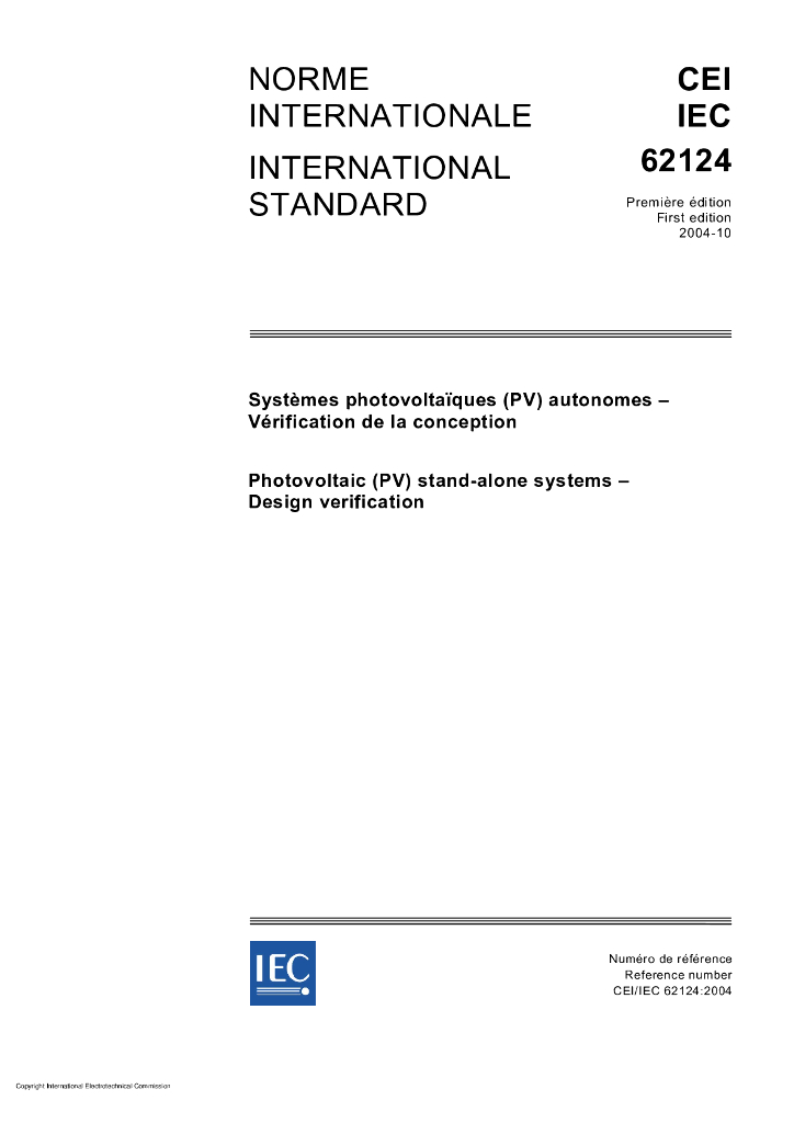 IEC 62124-2004 光伏(PV)独立系统 设计验证