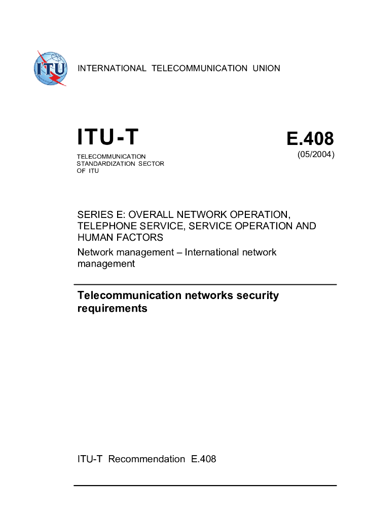 ITU-T E.408-2004 电信网络安全要求