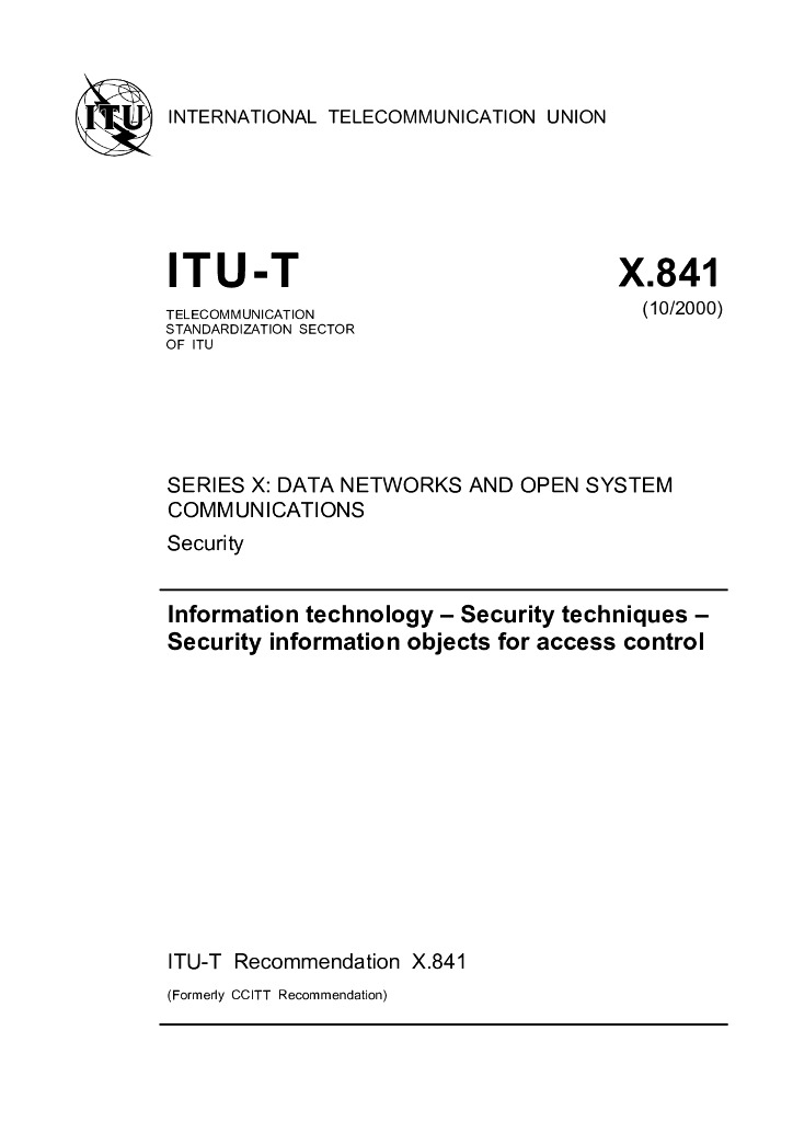 ITU-T X.841-2000 信息技术 安全技术 安全信息目标