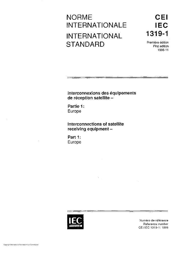 IEC 61319-1-1995 卫星接收设备的互连 第1部分：欧洲