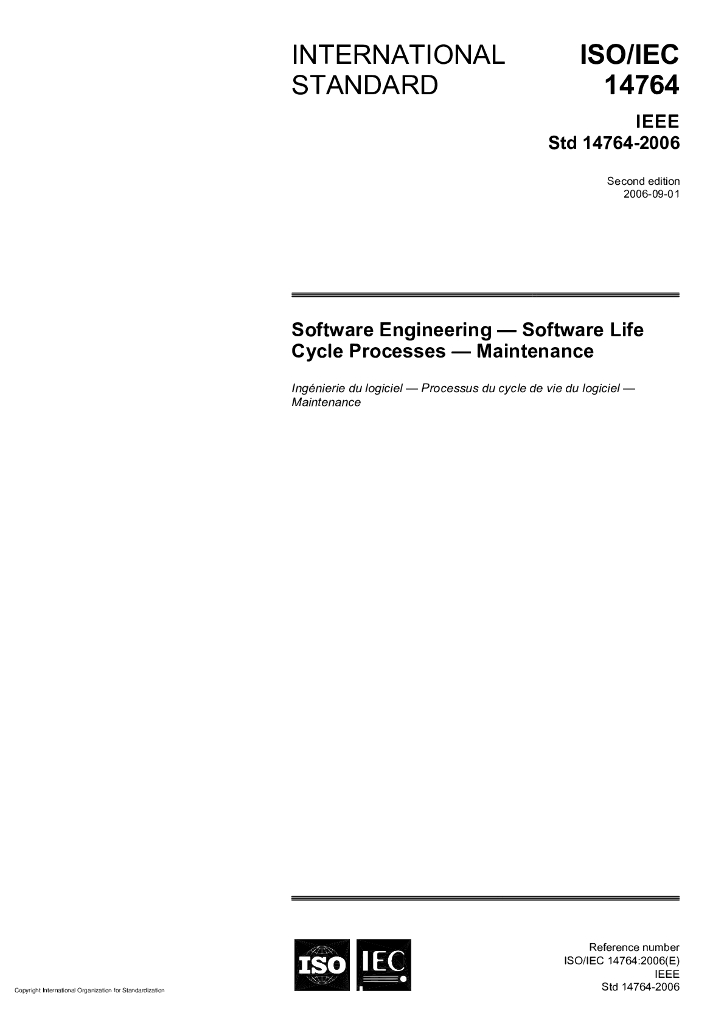 ISO/IEC 14764-2006 软件工程 软件生命周期过程 维护