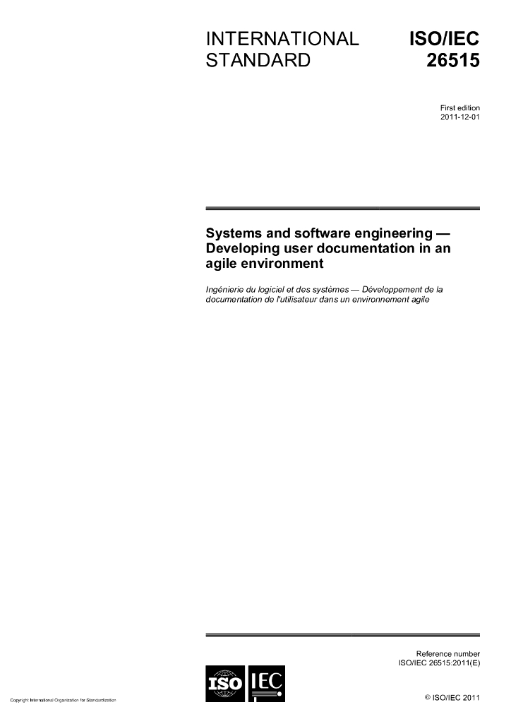 ISO/IEC 26515-2011 系统和软件工程 在敏捷环境中开发用户文件编制