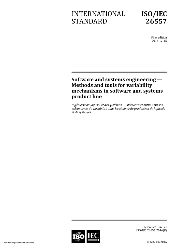 ISO/IEC 26557-2016 软件和系统工程 软件和系统产品线中变异性机制的方法和工具