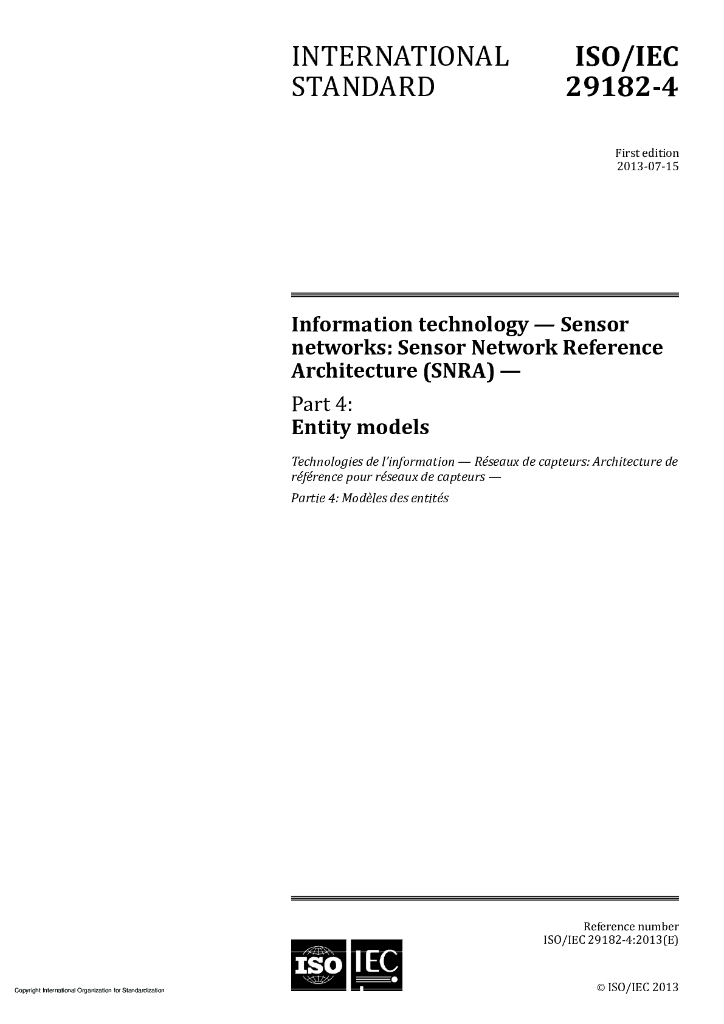 ISO/IEC 29182-4-2013 信息技术 传感器网络:传感器网络参考体系结构(SNRA)第4部分：实体模型
