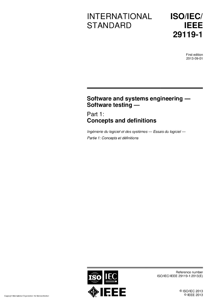 ISO/IEC/IEEE 29119-1-2013 软件和系统工程 软件测试 概念和定义
