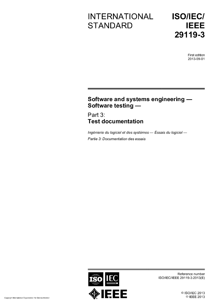 ISO/IEC/IEEE 29119-3-2013 软件和系统工程 软件测试 第3部分：试验文件资料