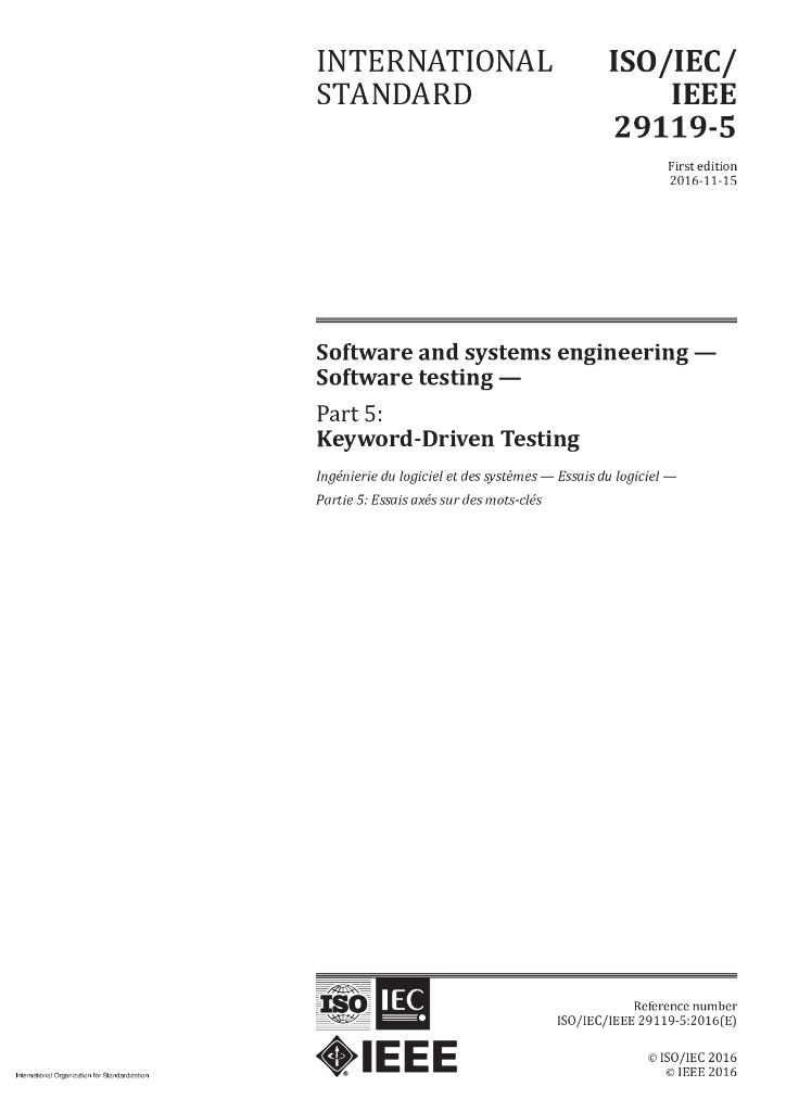 ISO/IEC/IEEE 29119-5-2016 软件和系统工程 软件测试 第5部分：关键字驱动测试