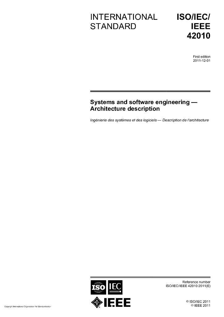 ISO/IEC/IEEE 42010-2011 系统和软件工程 架构描述