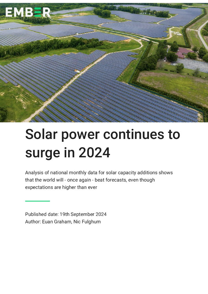 Ember：2024年全球太阳能市场更新报告：太阳能发电持续激增（英文版）