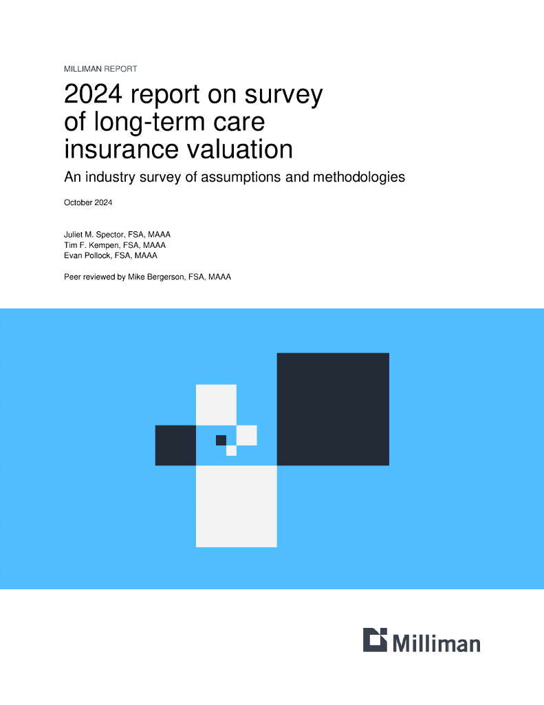 Milliman：2024年长期护理保险估值报告：假设与方法论行业调查（英文版）
