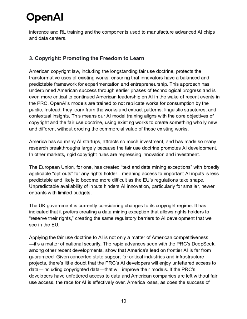 OpenAI：2025年OpenAI对美国人工智能行动计划的建议报告（英文版）_第10页