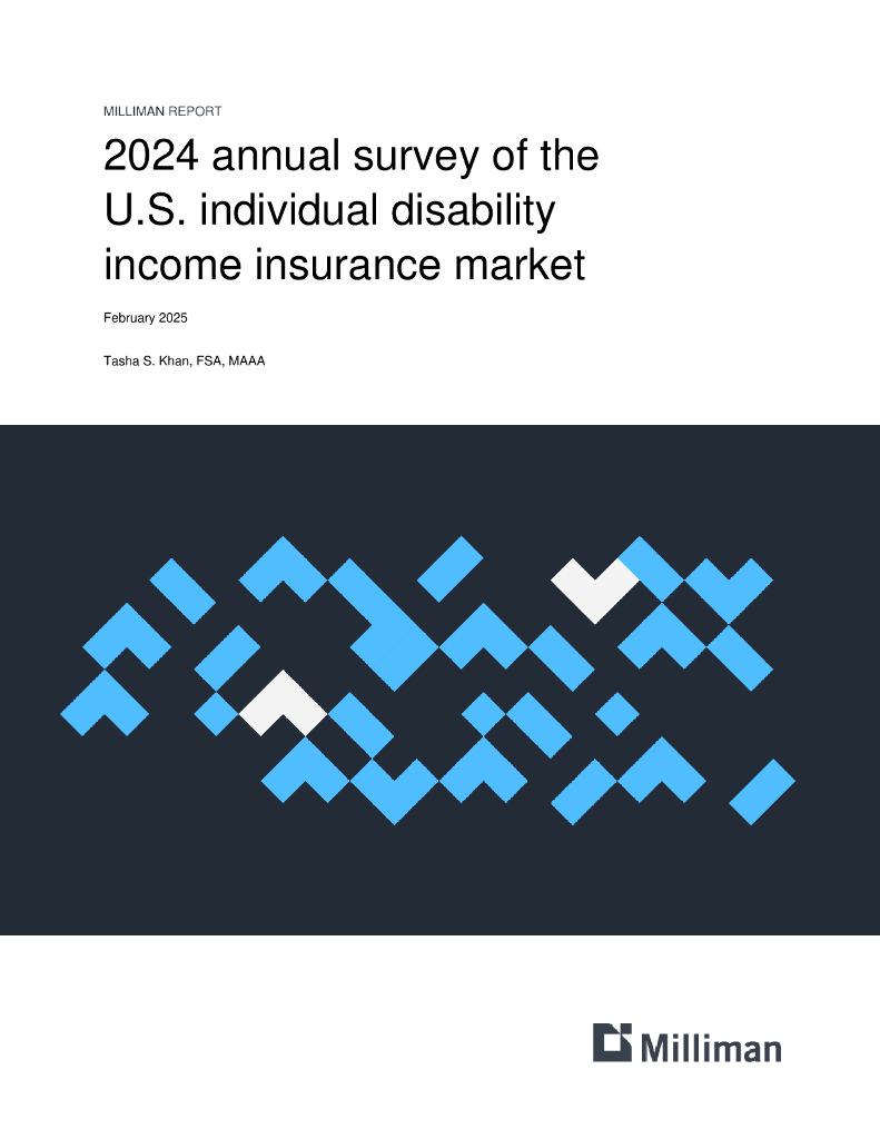 Milliman：2024年美国个人失能收入损失保险市场年度调查报告（英文版）