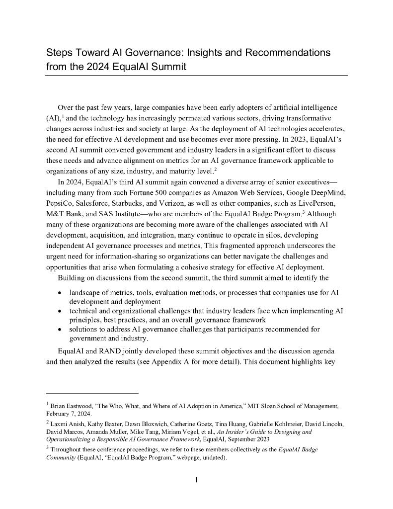 Rand兰德：2024年迈向人工智能治理研究报告：EqualAI峰会洞察及建议（英文版）_第6页