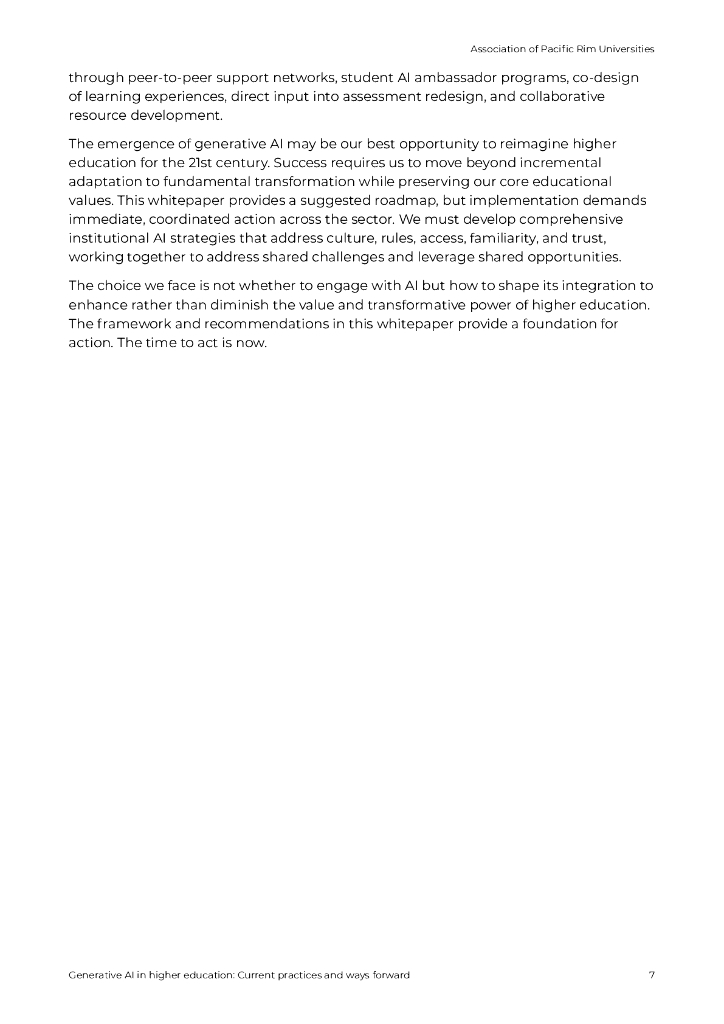 环太平洋大学联盟：2025年高等教育中的生成式人工智能白皮书：现行做法与未来道路（英文版）_第7页