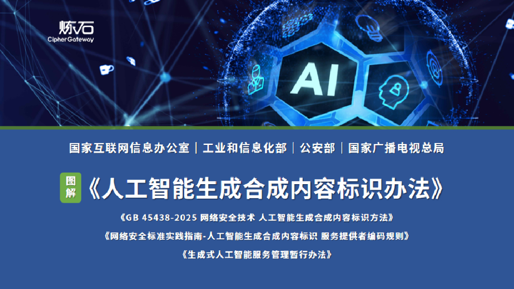 炼石网络：2025年图解四部门《人工智能生成合成内容标识办法》及配套强制性国标与指南