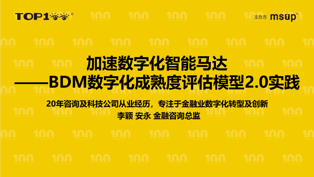 安永（李颖）：加速数字化智能马：BDM数字化成熟度评估模型2.0实践