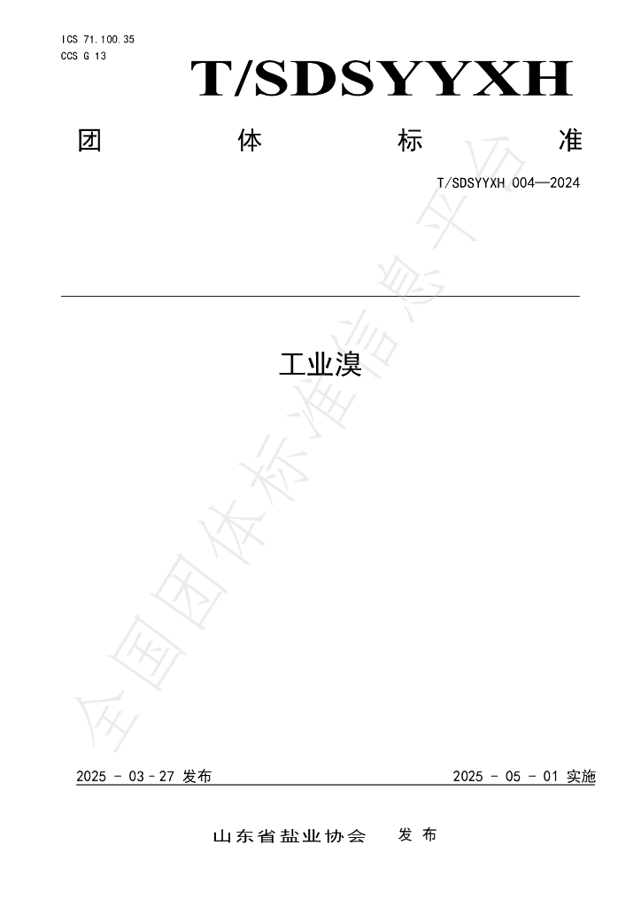 T/SDSYYXH 004-2024 工业溴