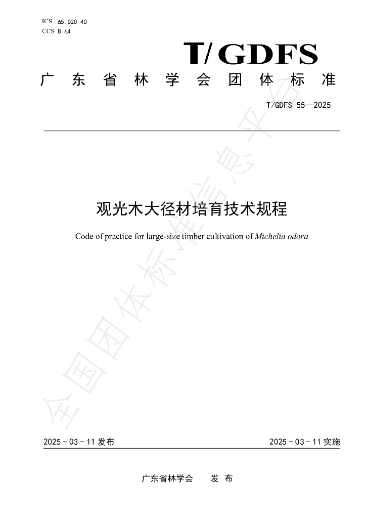 T/GDFS 55-2025 观光木大径材培育技术规程