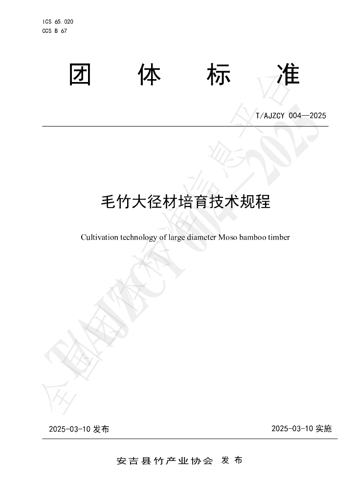 T/AJZCY 004-2025 毛竹大径材培育技术规程