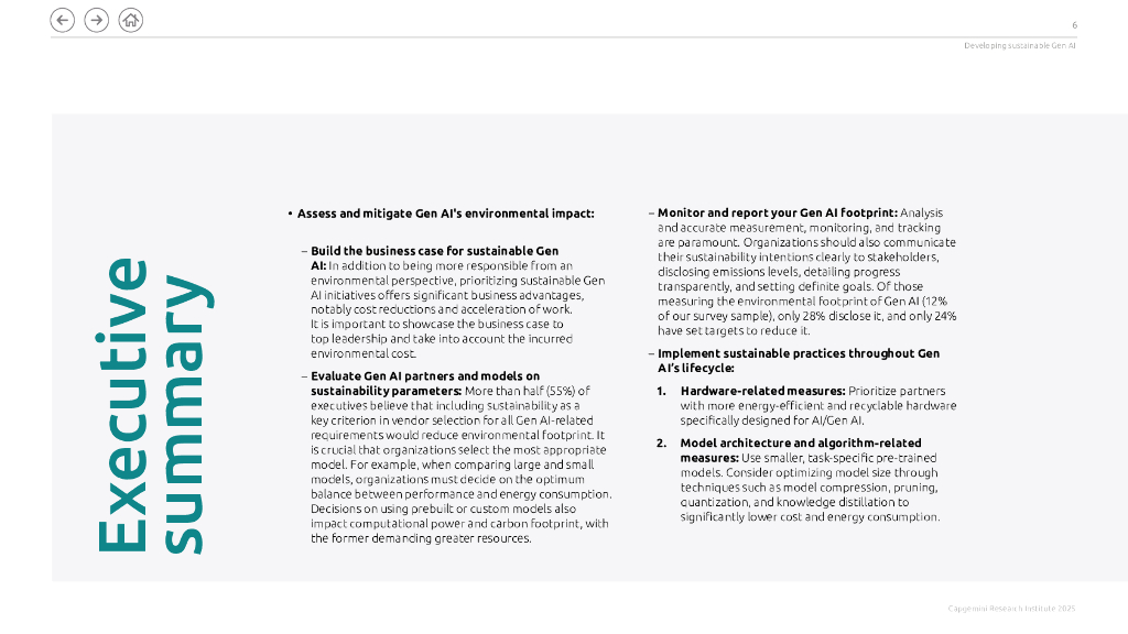 凯捷：2025年发展可持续生成式人工智能（Gen AI）-实践路线图及其环境影响研究报告（英文版）_第6页