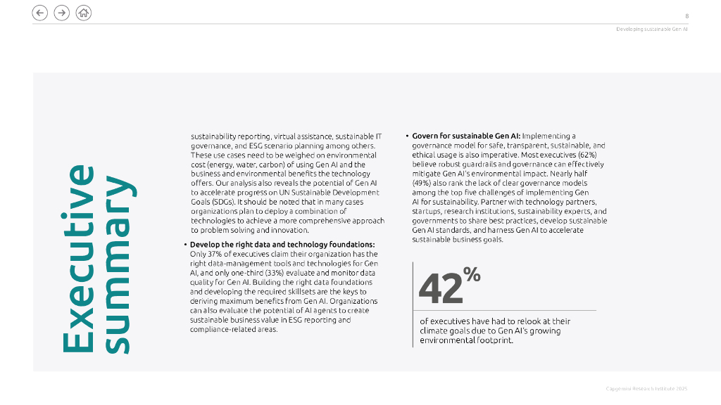 凯捷：2025年发展可持续生成式人工智能（Gen AI）-实践路线图及其环境影响研究报告（英文版）_第8页