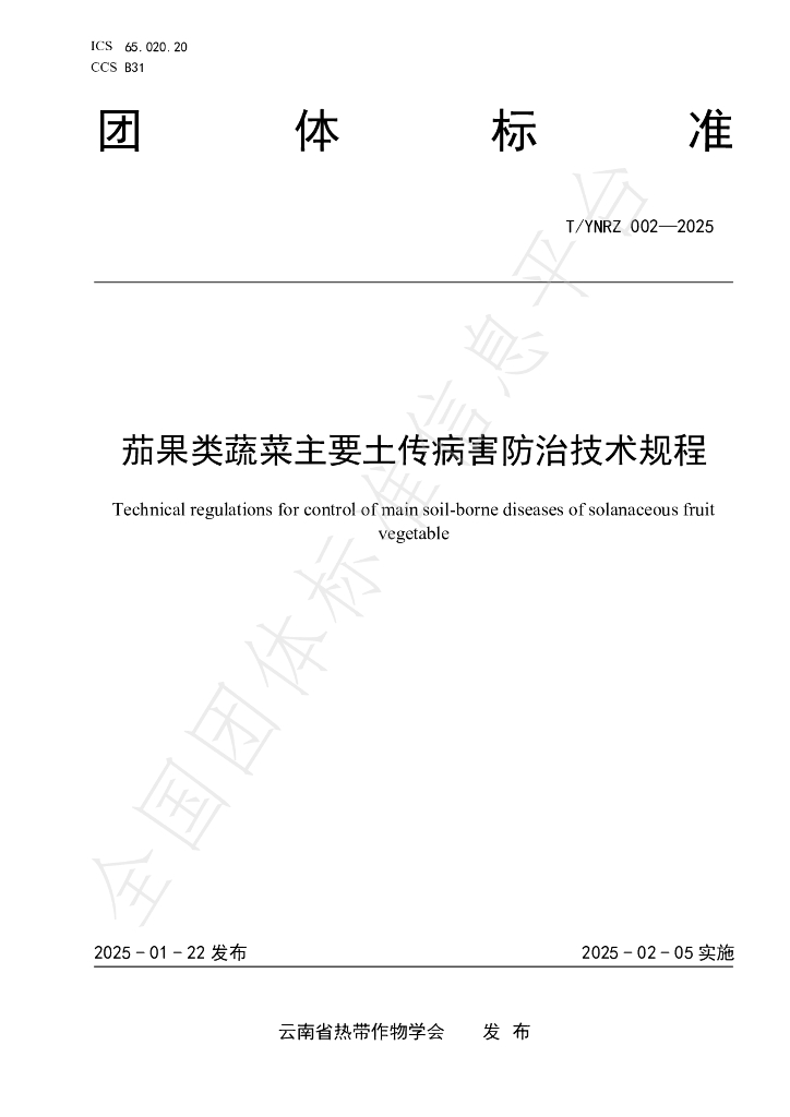 T/YNRZ 002-2025 茄果类蔬菜主要土传病害防治技术规程