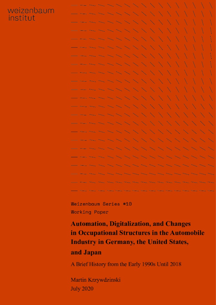 Weizenbaum Institute：2020年德国、美国和日本汽车工业的自动化、数字化和职业结构变化报告（英文版）