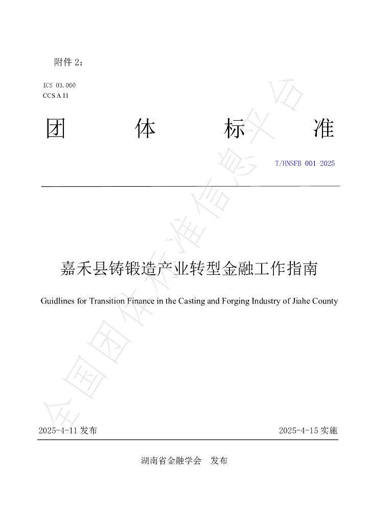 T/HNSFB 001-2025 嘉禾县铸锻造产业转型金融工作指南