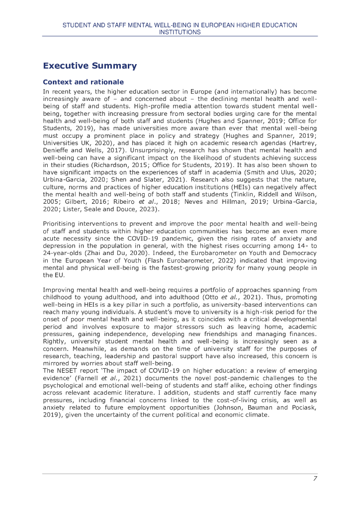 NESET：2024年欧洲高等教育机构中的学生和教职员工心理健康状况报告（英文版）_第7页