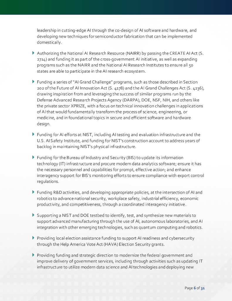 美国参议院人工智能工作组：2024年人工智能政策路线图（英文版）_第6页