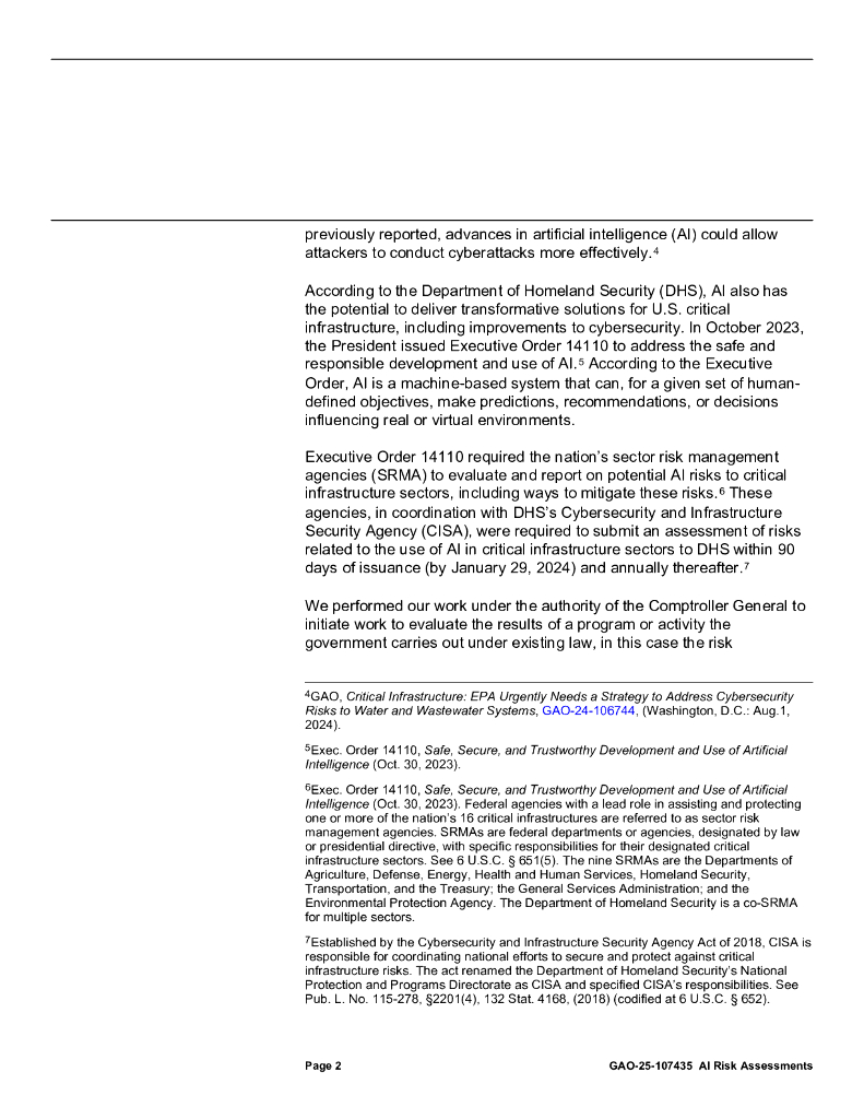 美国问责局：2024年人工智能：国土安全部需要改进关键基础设施部门的风险评估指南报告（英文版）_第6页