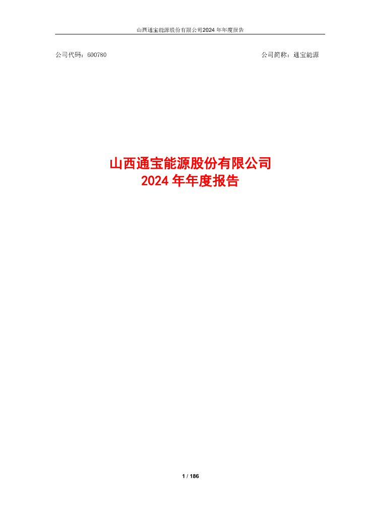 600780-通宝<em>能源</em>：山西通宝<em>能源</em>股份有限公司2024年年度报告 海报