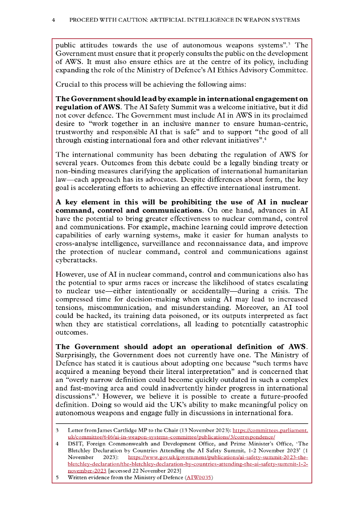 英国上议院：2024年谨慎前进：人工智能在武器系统中的应用报告（英文版）_第6页
