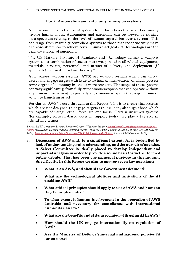 英国上议院：2024年谨慎前进：人工智能在武器系统中的应用报告（英文版）_第10页