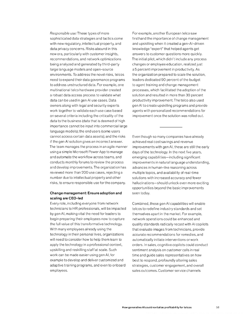 麦肯锡：2024年生成式人工智能如何重振电信公司的盈利能力研究报告（英文版）_第10页
